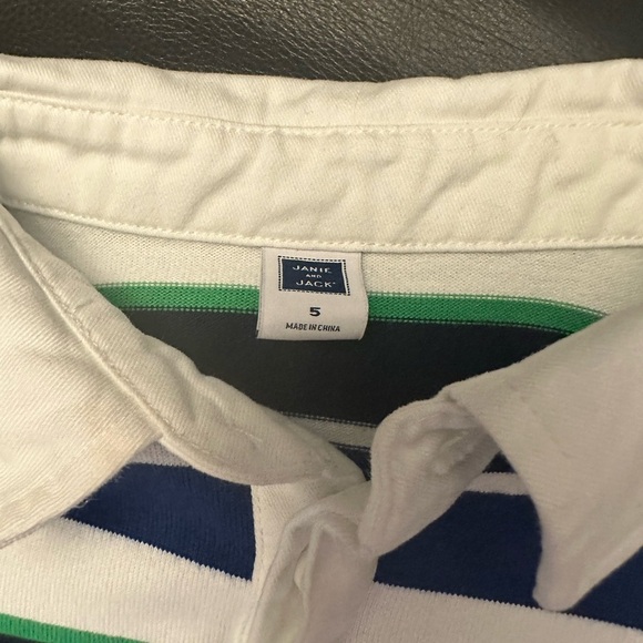Janie and Jack Striped Polo Shirt - Blue, Green, White - Picture 2 of 3
